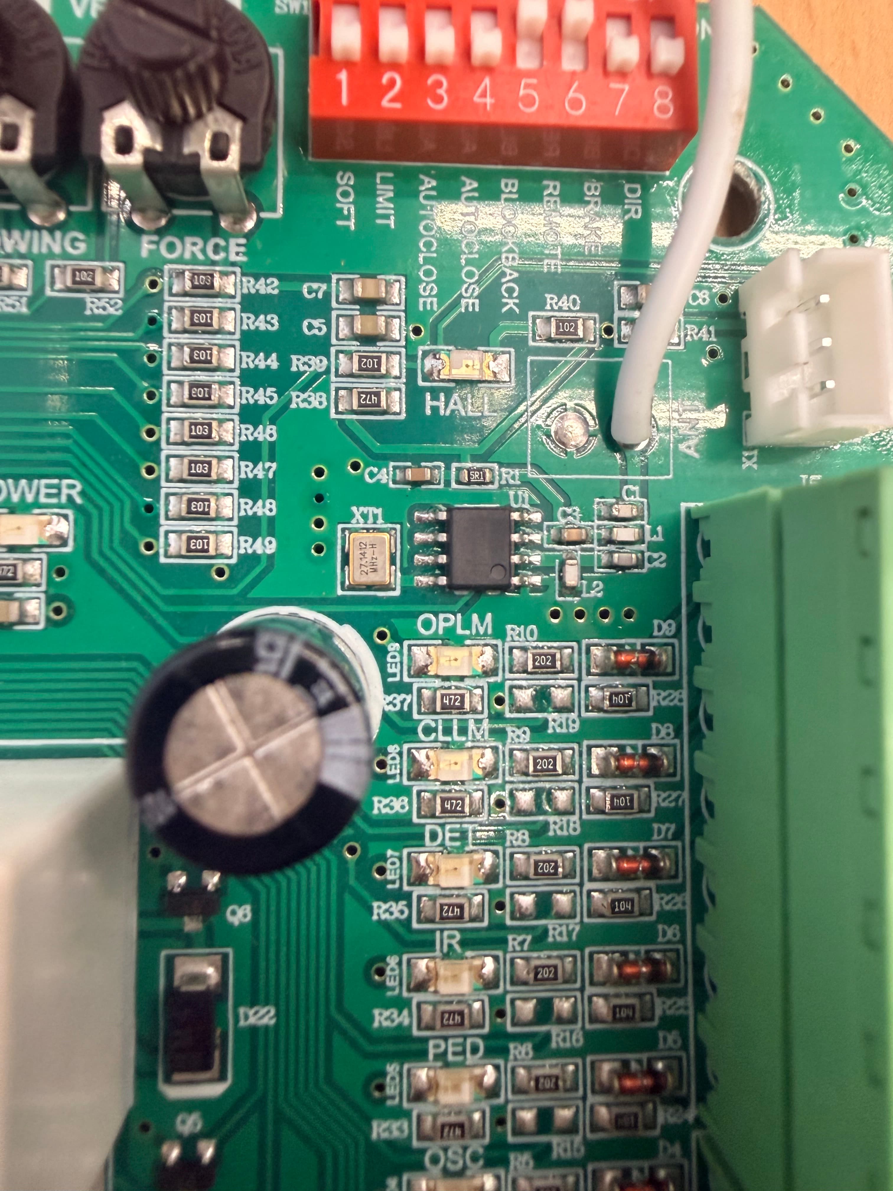 Hall Sensor IC & DIP Switch Area