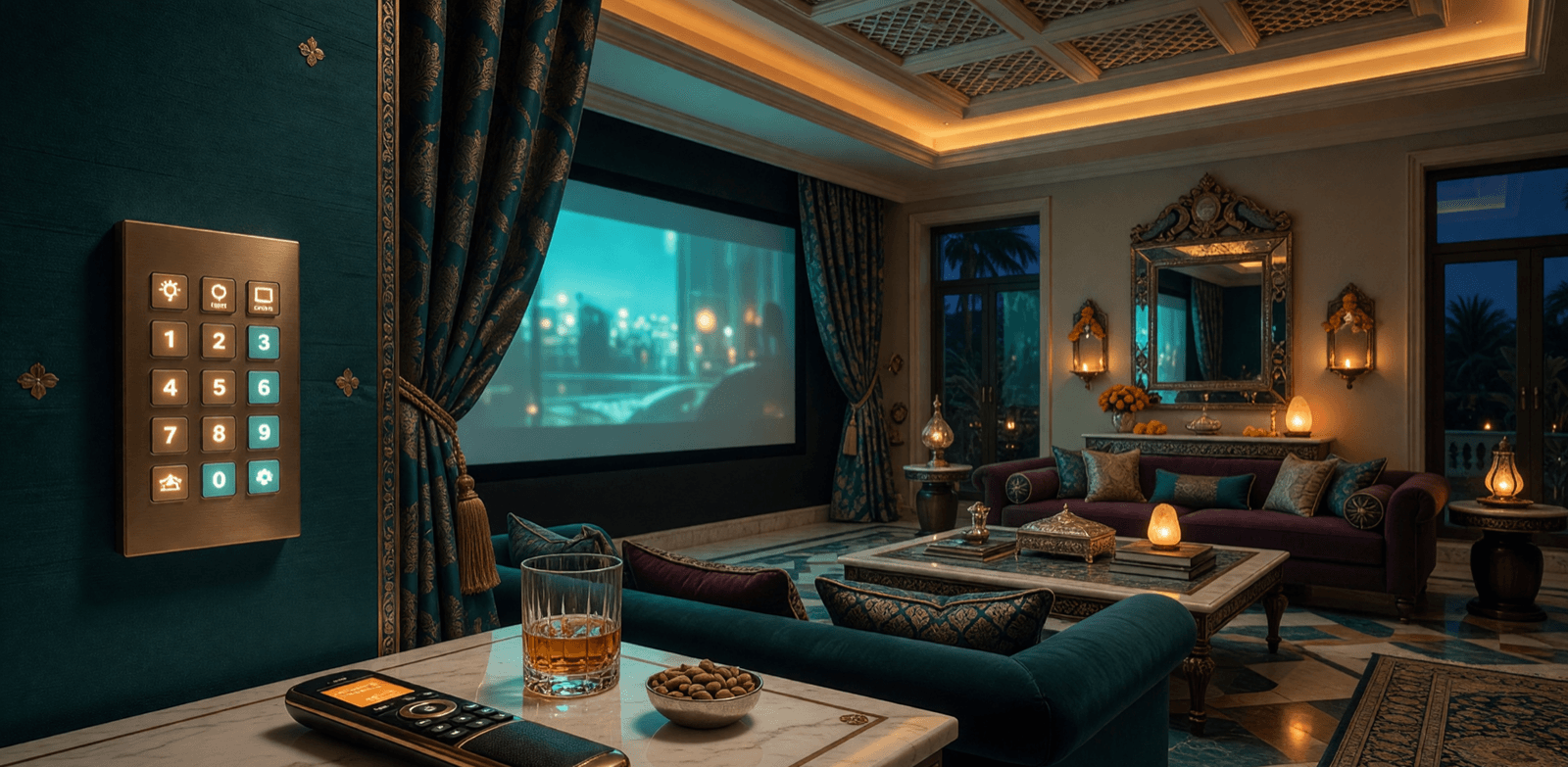 Crestron home automation in a luxury Indian villa, installed by Onwords as an authorized Crestron dealer
