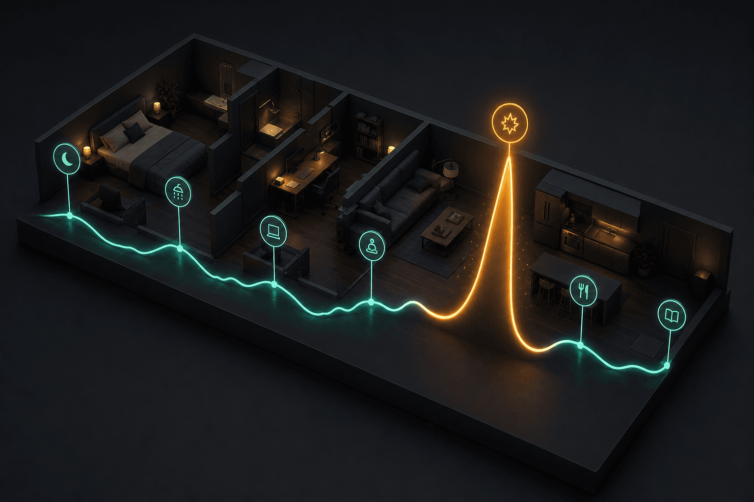 Diagram of a home spotting where today breaks the usual pattern