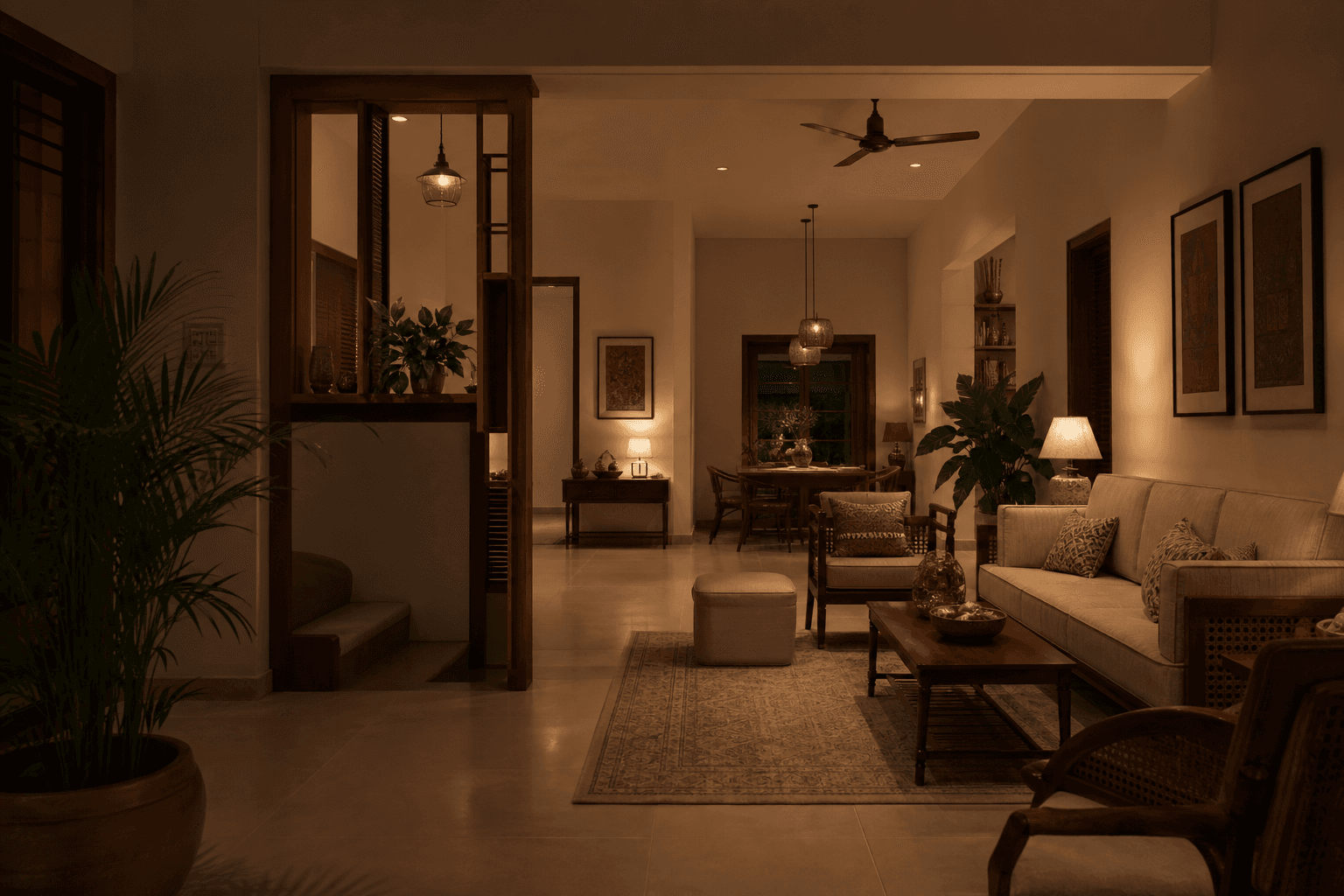 An Onwords Living Home that has arranged itself to the family evening routine