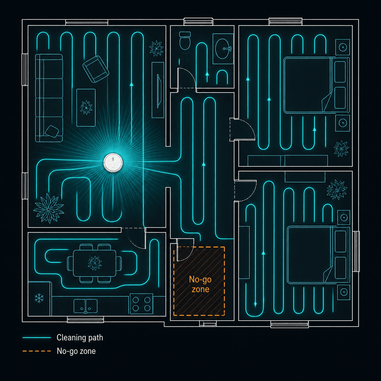 Top-down LiDAR cleaning map of a home